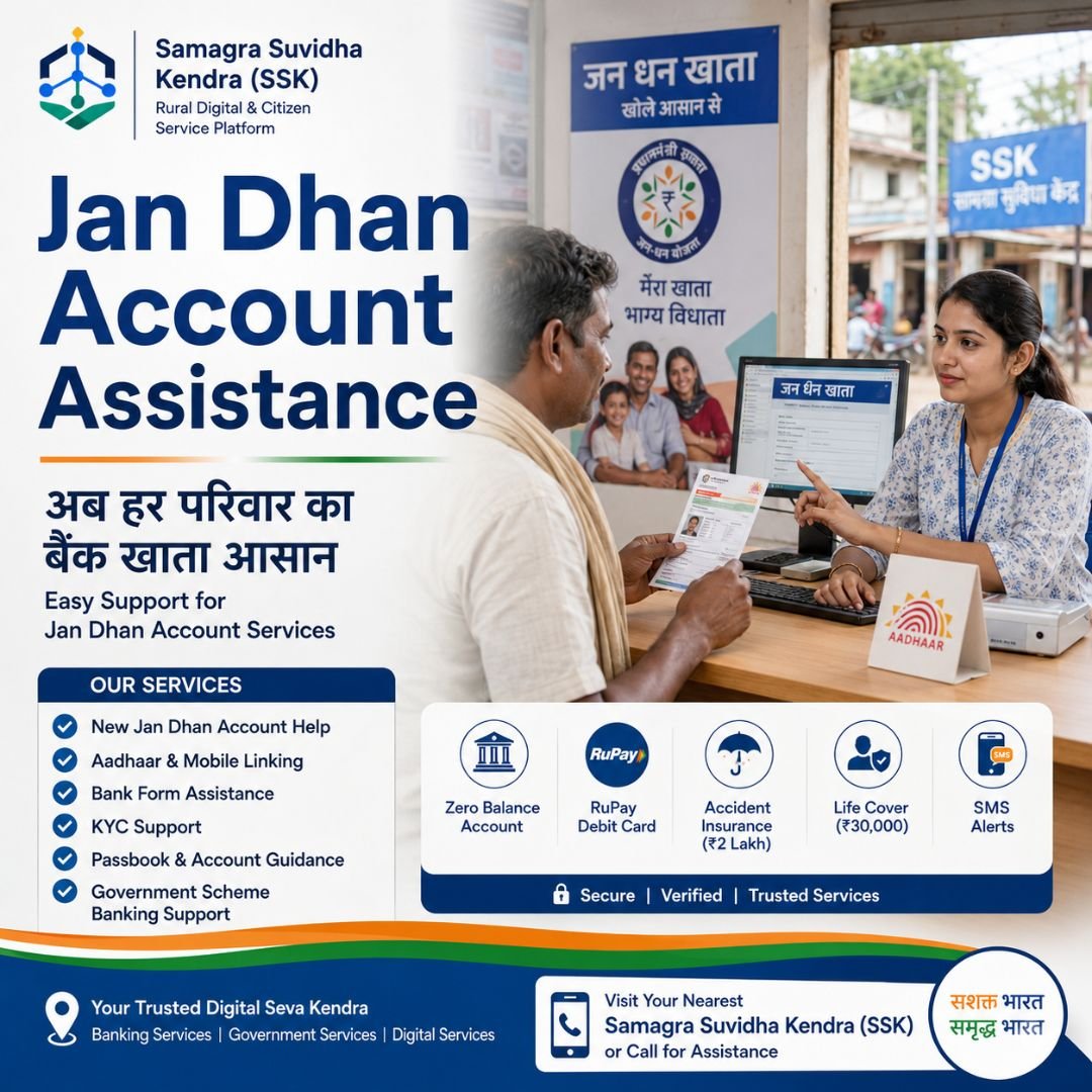 Jan Dhan Account Assistance | जन धन खाता सहायता सेवा